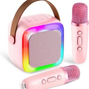 Portable Pink Bluetooth Speaker with Microphone